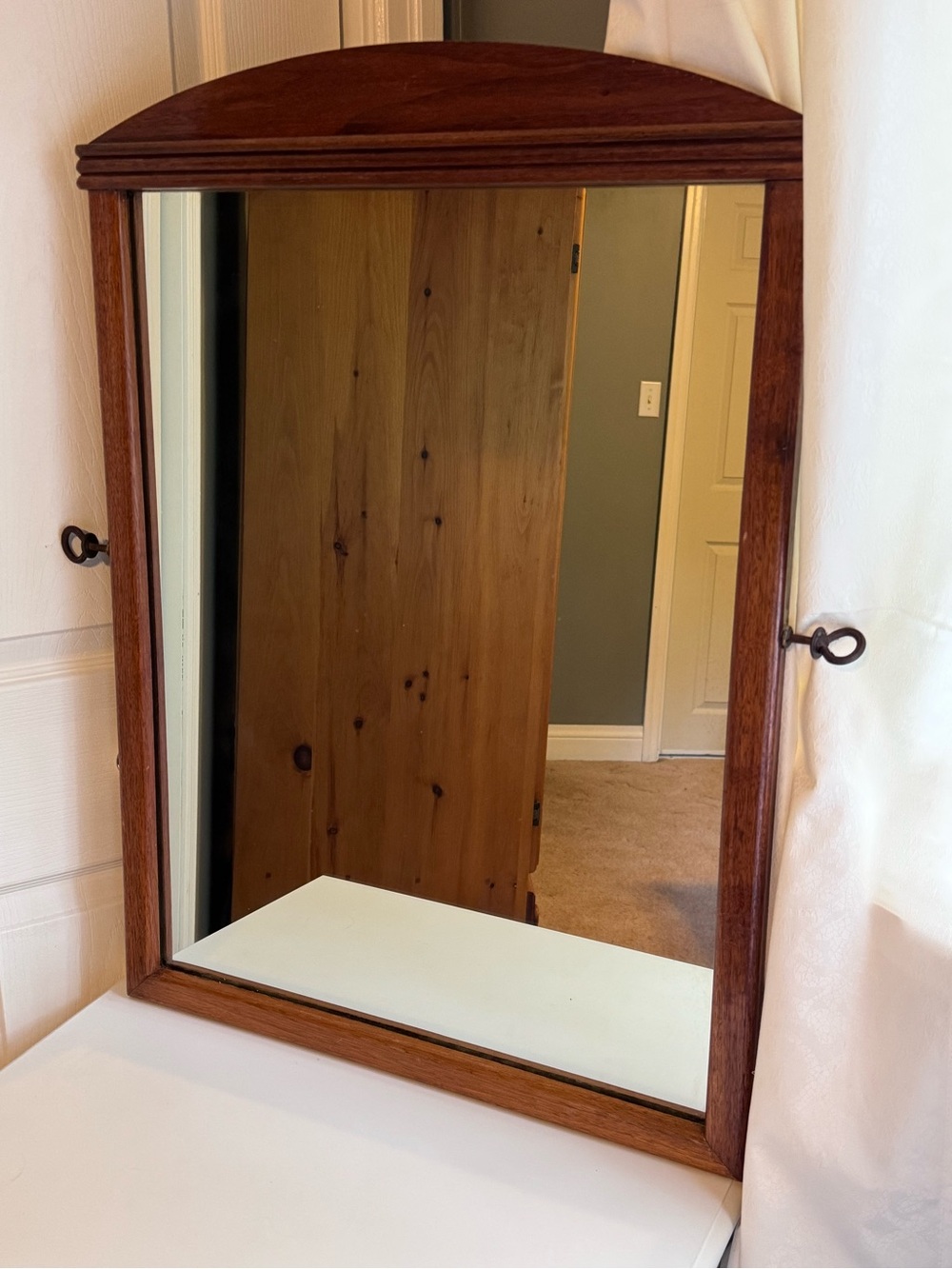 Classic Oak Wall Mirror in Warm Brown Finish
